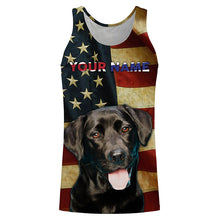 Load image into Gallery viewer, Labrador Retriever American flag Custom Name 3D all over print T-shirt Hoodie| USA Black Labs shirt FSD3635