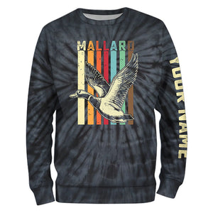 Mallard Duck Hunting Retro tie dye Custom Name T-shirt, Long sleeve, Hoodie for Duck Hunters FSD3938