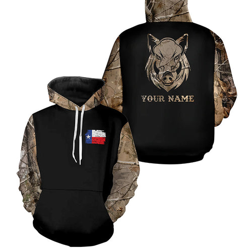 Wild Hog Hunting Texas Flag Custom Name Camo Shirts, Personalized Hunting Gift for Hunters FSD4190