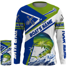 Load image into Gallery viewer, Mahi Mahi Fishing Performance Custom Name and Boat Name UV Protection Shirts, Long Sleeve, Tshirt - FSD2982