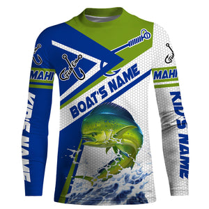 Mahi Mahi Fishing Performance Custom Name and Boat Name UV Protection Shirts, Long Sleeve, Tshirt - FSD2982