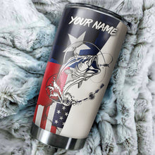 Load image into Gallery viewer, 1pc Bass Fishing TX and USA flag Custom Name Stainless Steel Fishing Tumbler Cup - Patriotic Fishing Gifts FSD3195