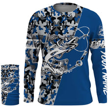 Load image into Gallery viewer, Walleye Tattoo camo Blue Walleye Fishing Custom Name UV Protection Shirts, Walleye Fishing Tournament Clothing - FSD2985