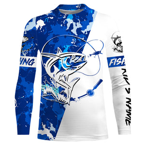 Tuna Fishing blue sea camouflage custom Name UV Protection Shirts, Tuna Fishing Jerseys FSD3209