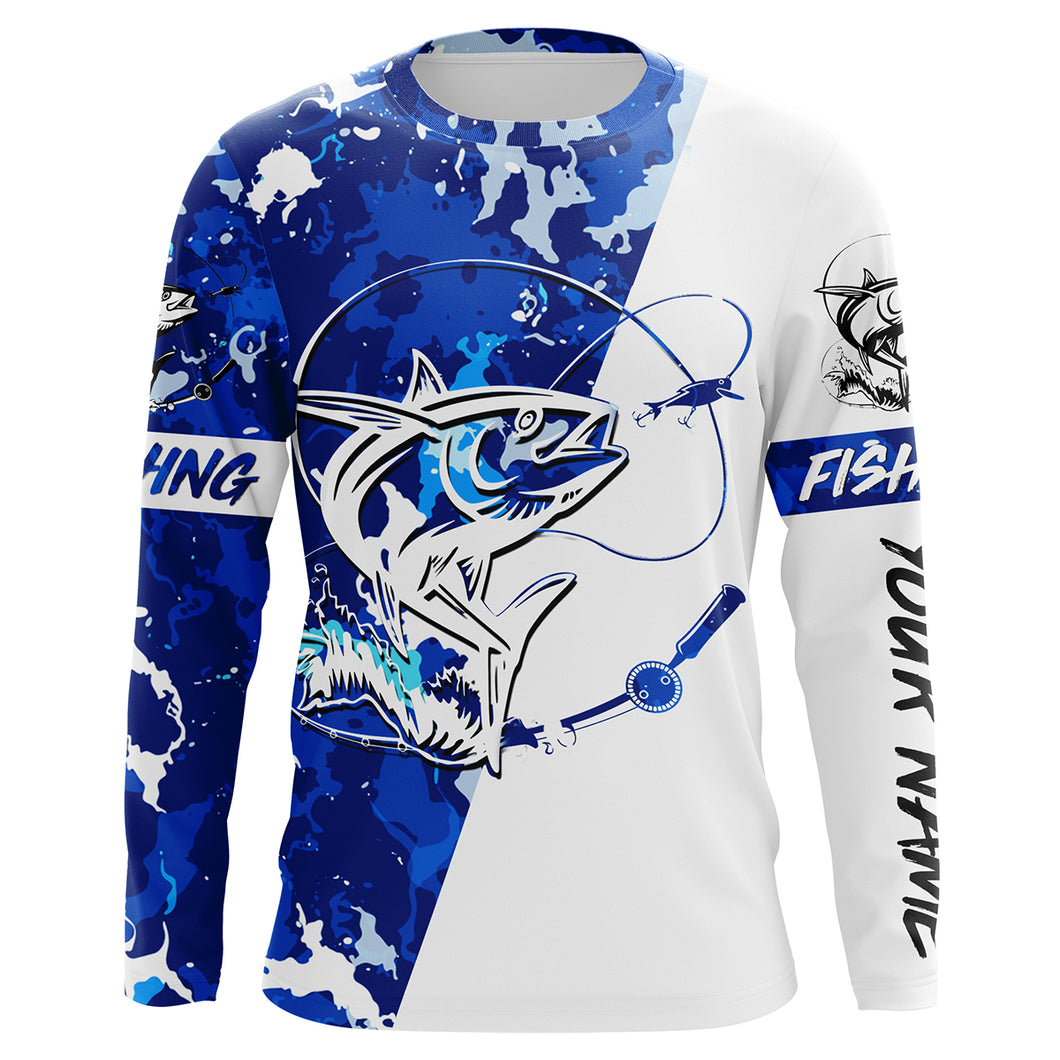 Tuna Fishing blue sea camouflage custom Name UV Protection Shirts, Tuna Fishing Jerseys FSD3209