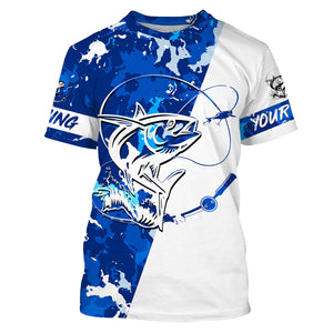 Tuna Fishing blue sea camouflage custom Name UV Protection Shirts, Tuna Fishing Jerseys FSD3209