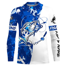 Load image into Gallery viewer, Bass Fishing blue sea camouflage custom Name UV Protection Shirts, Bass Fishing Jerseys FSD3211