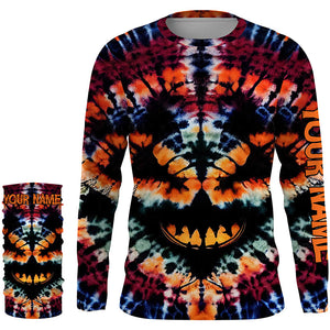 Custom Tie Dye Halloween Shirts Pumpkin 3D All Over Printed Mens Womens Tie Dye Halloween Shirts FSD3415