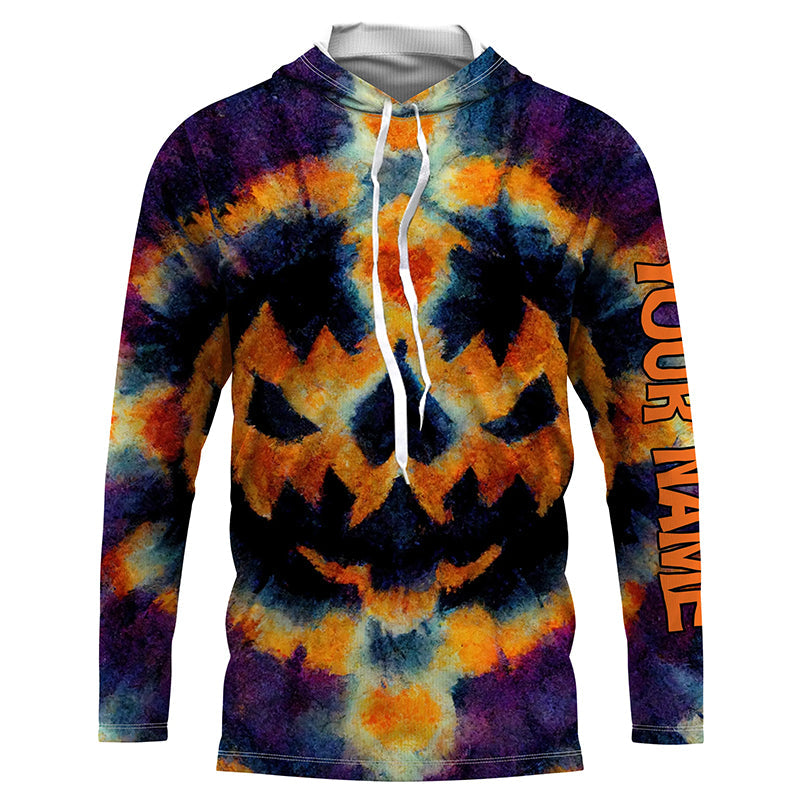 Retro Tie Dye Halloween Shirts Customize Name Pumpkin 3D All Over Printed Mens Womens Tie Dye Shirts FSD3416