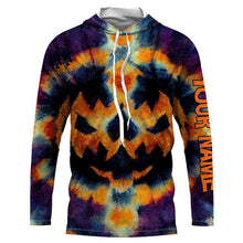 Load image into Gallery viewer, Retro Tie Dye Halloween Shirts Customize Name Pumpkin 3D All Over Printed Mens Womens Tie Dye Shirts FSD3416