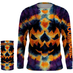 Retro Tie Dye Halloween Shirts Customize Name Pumpkin 3D All Over Printed Mens Womens Tie Dye Shirts FSD3416