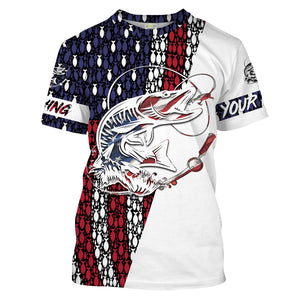 Musky Fishing Patriotic American flag UV protection Shirts for Fisherman - Personalized gifts on Christmas, Fathers day FSD2160