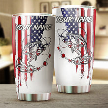 Load image into Gallery viewer, 1pc American Flag Largemouth Bass fishing Custom Name stainless steel Fishing Tumbler Cup, Personalized gifts FSD3230