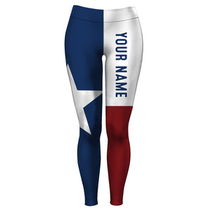 TX Texas Flag Custom Name All Over Printed Leggings - Personalized Gift for Women FSD2189