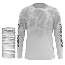 Load image into Gallery viewer, Personalized Water Wave White-grey Performance Shirts, Fishing Tournament UV Protection Long Sleeve, Fishing Jerseys FSD2672