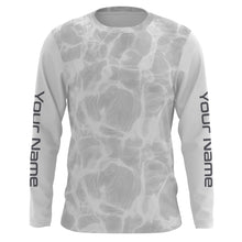 Load image into Gallery viewer, Personalized Fishing Performance Shirts, Water Surface White and Grey Fishing UV Protection Long Sleeve, Fishing Jerseys FSD2674