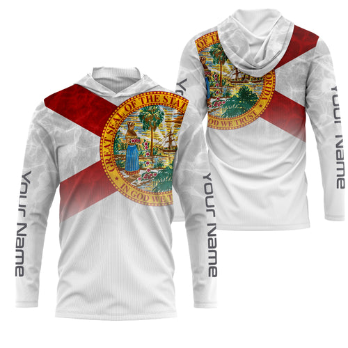 Florida State Flag Performance Shirts, Custom Name Florida Fishing UV Protection Long Sleeve, Fishing Gifts FSD2675