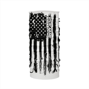 American Flag Fishing and Hunting black and white UV protection Customized name Shirt FSD4088