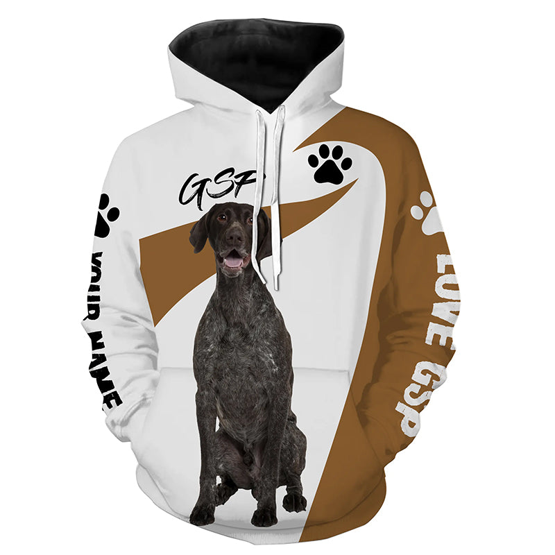 Love German Shorthaired Pointer hunting dog custom name 3D Full printing Shirt, Gifts for GSP lover FSD3720