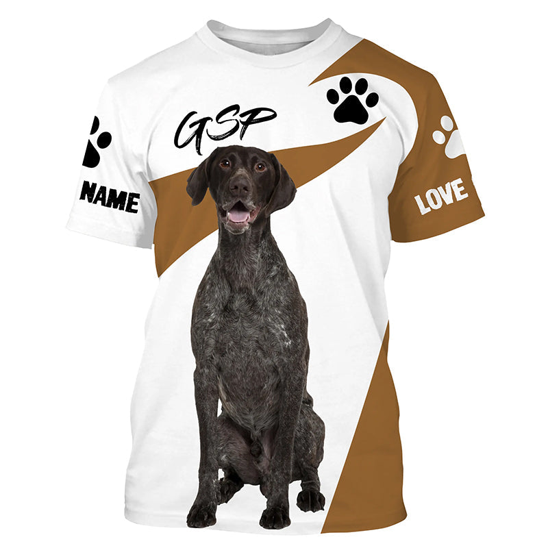 Love German Shorthaired Pointer hunting dog custom name 3D Full printing Shirt, Gifts for GSP lover FSD3720