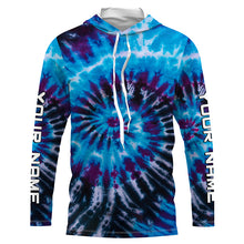 Load image into Gallery viewer, Blue black Tie Dye Custom printed Shirt, Performance long sleeve UV protection Fishing shirt FSD3364