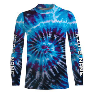 Blue black Tie Dye Custom printed Shirt, Performance long sleeve UV protection Fishing shirt FSD3364