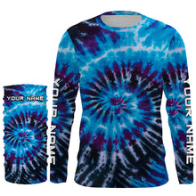 Load image into Gallery viewer, Blue black Tie Dye Custom printed Shirt, Performance long sleeve UV protection Fishing shirt FSD3364