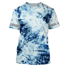 Load image into Gallery viewer, Custom Blue and white Tie Dye printed Shirt, Performance long sleeve UV protection Fishing shirt FSD3365