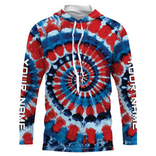 Load image into Gallery viewer, Spiral American flag Tie Dye Custom Shirt, Performance long sleeve UV protection Fishing shirt FSD3366