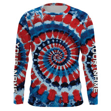 Load image into Gallery viewer, Spiral American flag Tie Dye Custom Shirt, Performance long sleeve UV protection Fishing shirt FSD3366