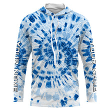 Load image into Gallery viewer, Custom blue Tie Dye long sleeve Shirts, Performance UV protection Fishing shirt FSD3368