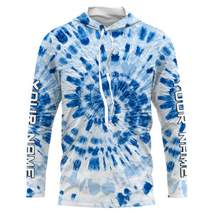 Custom blue Tie Dye long sleeve Shirts, Performance UV protection Fishing shirt FSD3368