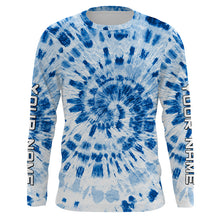 Load image into Gallery viewer, Custom blue Tie Dye long sleeve Shirts, Performance UV protection Fishing shirt FSD3368