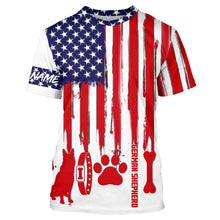 Load image into Gallery viewer, German Shepherd American flag custom Name all over print Shirts for dog Owner, dog Lovers FSD4120