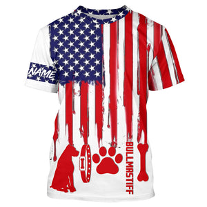 Patriotic American flag Dog T-shirt for Humans with many dog breeds to choose from FSD4144