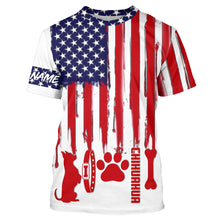 Load image into Gallery viewer, Patriotic American flag Dog T-shirt for Humans with many dog breeds to choose from FSD4144