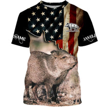 Load image into Gallery viewer, Javelina hunting US Flag custom Name 3D All over print Shirt Personalized Hunting gift FSD861