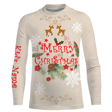Load image into Gallery viewer, Merry Christmas custom name 3D All over print Sweatshirt, T-shirt, Long sleeves, Hoodie - Christmas gift shirt FSD586