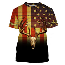 Load image into Gallery viewer, Deer Skull American flag Patriotic Retro Vintage Custom Name all over print shirts, Personalized Gifts FSD3197