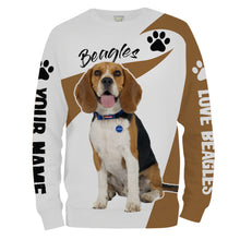 Load image into Gallery viewer, Love Beagle hunting dog custom name 3D Full printing Shirt, Hoodie, Zip up hoodie Personalized gifts for beagle lover FSD1687