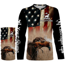 Load image into Gallery viewer, Pheasant Hunting with Chocolate Labrador American flag All over printed Shirts, Lab hunting shirt FSD3560