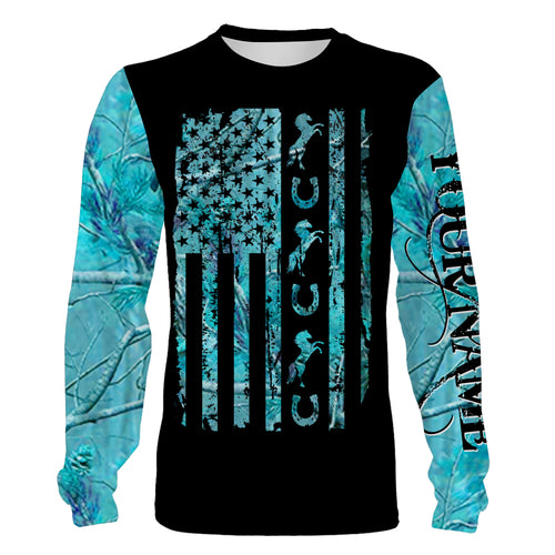 American flag Horse in Blue Love Horse Custom name 3D full printing shirt Horse lovers gifts FSD776