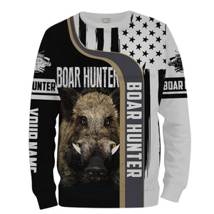 Wild Boar Hunting American Flag Custom Name 3D Full Printing Shirts - Personalized Hunting Gifts FSD1803