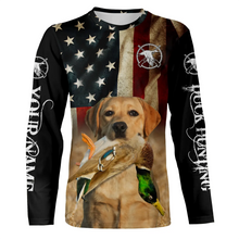 Load image into Gallery viewer, Personalized Labrador Retriever Duck Hunting Dogs American flag Shirts, yellow Labs Bird dog FSD3866