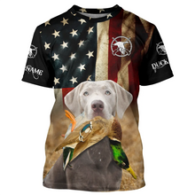 Load image into Gallery viewer, Personalized Silver Labrador Retriever Duck Hunting Dogs American flag Shirts, Hunting gifts FSD3867