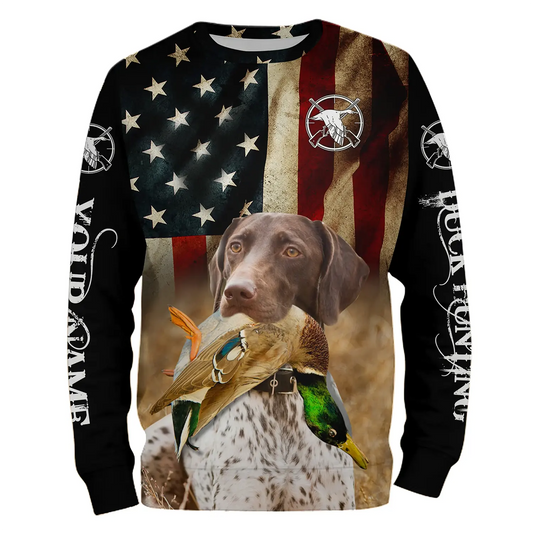 Personalized German Shorthaired Pointer Duck Hunting Dogs American flag Shirts, Hunting gifts FSD3869