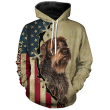 Load image into Gallery viewer, Wirehaired Pointing Griffon American flag T-shirt, Hoodie, Long sleeve Shirt, custom Dog lover Shirt FSD3979