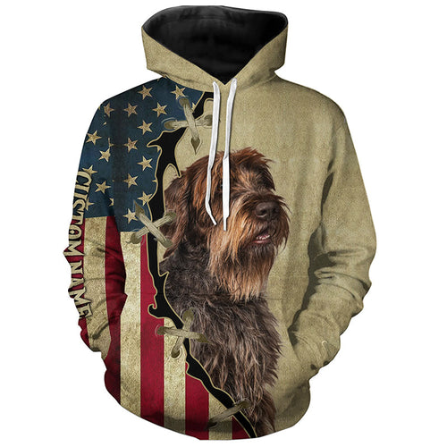 Wirehaired Pointing Griffon American flag T-shirt, Hoodie, Long sleeve Shirt, custom Dog lover Shirt FSD3979