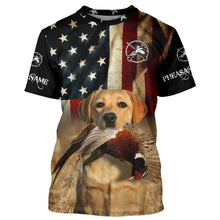 Load image into Gallery viewer, Good bird dogs yellow Labrador Retriever Pheasant Hunting American flag 3D all over printed Shirts FSD3873