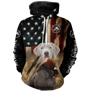 Silver Labrador Retriever Pheasant Hunting Dogs custom American flag Shirts, Hunting gifts FSD3874